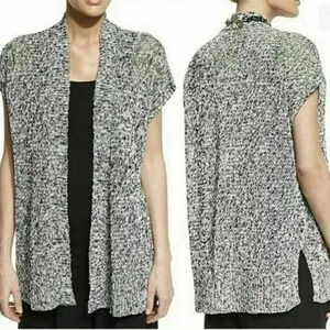 EUC EILEEN FISHER Organic Cotton Linen Grain Twist Open Stitch Cardigan